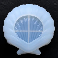 Scallop Trinket Plate Silicone Mold | Seashell Trinket Dish Mould | Make Your Own Resin Trinket Tray (105mm x 105mm)