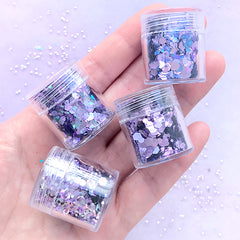 Iridescent Hexagon Glitter in AB Purple (4 pcs) | Chunky Confetti Sprinkles | Glittery Embellishments for Resin Art Decoration | Nail Design (1-3mm)