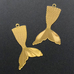 Mermaid Tail Metal Bookmark Charm | Fish Tail Pendant | Kawaii Jewelry Making (2 pcs / 19mm x 31mm)