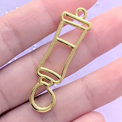 Paint Tube Open Bezel | Stationery Charm | Back to School Jewelry | Kawaii Deco Frame for UV Resin Filling (1 piece / Gold / 14mm x 46mm)