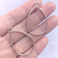 Plain Teardrop Open Bezel Pendant | Geometry Deco Frame for UV Resin Filling | Geometric Jewelry DIY (2 pcs / Rose Gold / 24mm x 37mm)