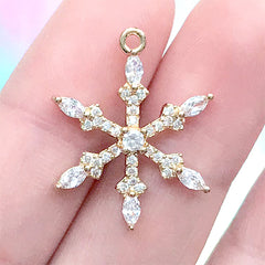 Rhinestone Snowflake Pendant | Sparkle Christmas Charm | Luxury Jewellery DIY (1 piece / Gold / 19mm x 24mm)