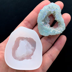 Agate Quartz Geode Silicone Mold | Crystal Slice Mould | Clear Mold for UV Resin Craft | Fake Crystal DIY (34mm x 40mm)