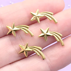 Magical Girl Shooting Star Embellishments for Resin Art Decoration | Astronomy Filling Materials for Kawaii Resin Craft (4 pcs / Gold / 16mm x 8mm)