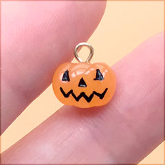 Mini Halloween Pumpkin Charm | Miniature Pumpkin Pendant | Kawaii Jewellery DIY (1 Piece / 10mm x 10mm)