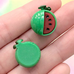 Small Watermelon Fruit Cabochons | Cute Hair Bow Center | Kawaii Jewelry Supplies (3 pcs / 16mm x 18mm)