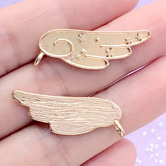 CLEARANCE Kawaii Angel Wing Bezel Tray for UV Resin Filling | Magical Girl Charm | Mahou Kei Jewelry Making (2 pcs / Gold / 11mm x 31mm)