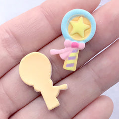 Star Wand Sugar Cookie Cabochons | Miniature Sweets | Kawaii Food Jewelry Supplies (3 pcs / 15mm x 24mm)