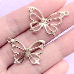 Hollow Butterfly Charm | Insect Open Bezel for UV Resin Filling | Kawaii Jewelry Supplies (5 pcs / Gold / 27mm x 19mm)
