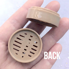 Miniature Bamboo Steamer | Dollhouse Cooking Utensil | Doll Food DIY | Kawaii Craft Supplies (2 pcs / 33mm x 12mm)