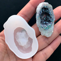 Agate Crystal Geode Silicone Mold | Quartz Slice Mold | Clear Soft Mold for UV Resin Art | Faux Crystal Making (27mm x 44mm)