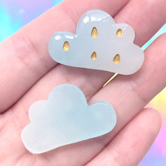 Rain Cloud Cabochons | Kawaii Phone Case Decoden Supplies | Rainy Day Embellishments (3 pcs / 31mm x 20mm)