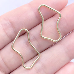 Irregular Open Bezel for UV Resin Jewelry DIY | Hollow Deco Frame for for UV Resin Filling (2 pcs / Gold / 14mm x 24mm)