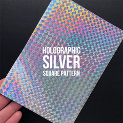 HOLOGRAPHIC SILVER SQUARE Toner Reactive Heat Transfer Foil (Set of 20 pcs) | Metallic Foil for Foiling Machine | DIY Foiled Sticker for Resin (100mm x 150mm)