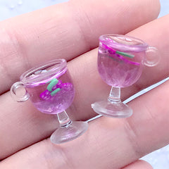 3D Fruit Punch Charm | Mini Food Jewellery Supplies | Kawaii Doll House Beverage | Dollhouse Drink Cabochon (2 pcs / Grape / 12mm x 18mm)