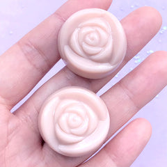 CLEARANCE Strawberry Milk Chocolate Cabochon in Flower Shape | Fake Chocolate Truffle Embellishments | Kawaii Decoden Pieces (2 pcs / Light Pink / 28mm x 15mm)