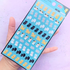 Mini Kitty Cat Seal Stickers | Kawaii Planner Stickers | Small Animal Stickers | Cute Embellishment