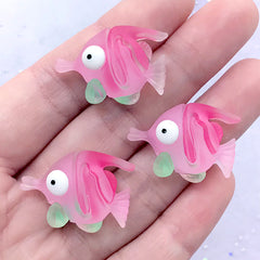 Tropical Fish Cabochons | Marine Life Decoden Cabochon | Cute Hair Bow Centerpieces | Toddler Jewelry Supplies (3 pcs / 26mm x 19mm)