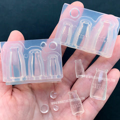 3D Miniature Milk Bottle Silicone Mold (3 Cavity) | Dollhouse Drink Mold | Doll House Breakfast Making | UV Resin Art Supplies