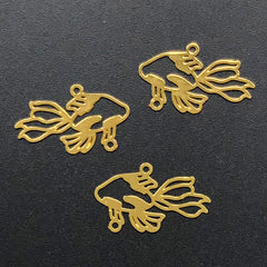 Small Goldfish Metal Bookmark Charm | Mini Fish Open Bezel for UV Resin Filling | Oriental Jewelry DIY (3 pcs / 20mm x 12mm)