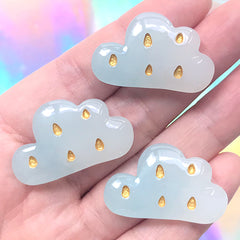 Rain Cloud Cabochons | Kawaii Phone Case Decoden Supplies | Rainy Day Embellishments (3 pcs / 31mm x 20mm)