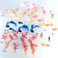 Koi Fish Sticker Assortment for 3D Resin Painting | Goldfish Carp Fish Embellishments for Resin Craft | Realistic Resin Inclusions (Set of 10)