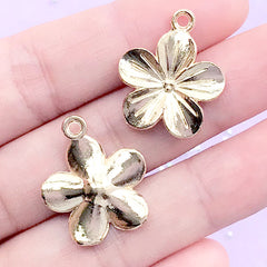 Gold Sakura Charm | Cherry Blossom Pendant | UV Resin Jewelry DIY | Floral Jewellery Supplies (3 pcs / Gold / 19mm x 23mm)