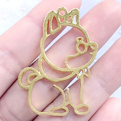 Shiba Inu Deco Frame | UV Resin Jewelry Supplies | Dog Open Bezel | Akita Inu Charm (1 piece / Gold / 32mm x 44mm)