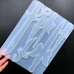 Resin Weapon Silicone Mold Assortment (6 Cavity) | Dagger Knife Sword Self Defence Weapon Mould | Resin Art Supplies