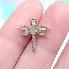 Rhinestone Dragonfly Charm | Bling Bling Insect Pendant | Dainty Jewelry Supplies (1 piece / Gold / 14mm x 16mm)