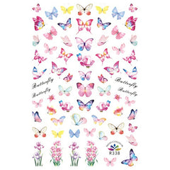 Pink Butterfly and Flower Nail Art Sticker | Spring Nail Deco | Filling Material for Resin Crafts