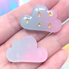 Kawaii Rain Cloud Decoden Cabochons | Cute Hair Bow Center | Phone Case Deco | Toddler Jewelry DIY (3 pcs / 31mm x 20mm)
