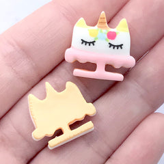 Unicorn Cake Sugar Cookie Cabochons | Miniature Sweets Supplies | Doll House Food Craft | Kawaii Jewelry Making (3 pcs / 20mm x 18mm)