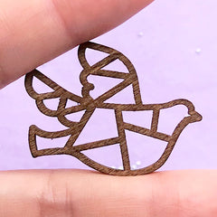 Bird Wooden Open Bezel | Animal Wood Pendant | Cute Deco Frame for UV Resin | Resin Jewellery Supplies (1 piece / 36mm x 28mm)