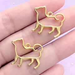 Small Dog Open Bezel for UV Resin Crafts | Puppy Deco Frame | Kawaii Animal Charm (2 pcs / Gold / 21mm x 19mm)