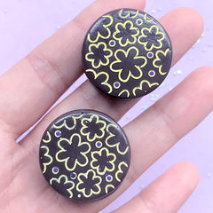 CLEARANCE Round Chocolate Truffle Cabochons | Fake Sweet Deco | Faux Food Embellishment | Kawaii Decoden Supplies (2 pcs / Dark Brown / 28mm x 12mm)