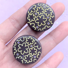 CLEARANCE Round Chocolate Truffle Cabochons | Fake Sweet Deco | Faux Food Embellishment | Kawaii Decoden Supplies (2 pcs / Dark Brown / 28mm x 12mm)