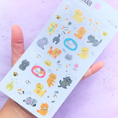 Kawaii Cat Stickers | Cute Kitty Stickers | Animal Embellishments | Planner Stickers | Diary Decoration