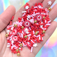 Christmas Polymer Clay Sprinkles and Sugar Pearls for Fake Food Craft | Faux Sugar Strands Toppings for Sweets Deco (Mix / 10 grams)