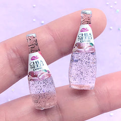 3D Miniature Chia Seed Drink Bottle | 1:6 Scale Doll House Peach Drink Cabochon | Dollhouse Beverage (2 pcs / 11mm x 32mm)
