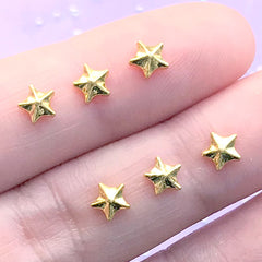 Tiny Mini Star Metal Embellishments for Kawaii Resin Art | Magical Girl Resin Inclusions | Nail Art Supplies (6 pcs / Gold / 5mm)
