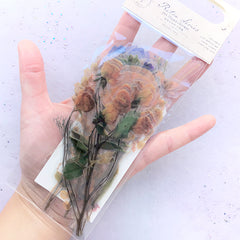 Pressed Flower Stickers | Realistic Floral Embellishment for Herbarium | Resin Inclusions | Scrapbooking Supplies (20 pcs)