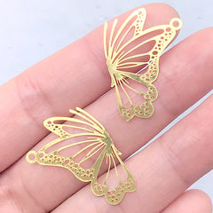 Butterfly Metal Bookmark Charm | Insect Deco Frame for UV Resin Filling | Open Bezel Pendant for Resin Jewellery Making (2 pcs / 20mm x 27mm)