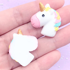 Rainbow Unicorn Head Cabochon | Kawaii Embellishment | Decoden Phone Case Making | Cute Resin Flatbacks (2 pcs / 25mm x 25mm)