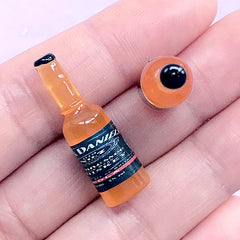 Dollhouse Whiskey Bottle in 1:12 Scale | 3D Miniature Liquor Cabochon | Doll House Alcoholic Beverage Drink (2 pcs / 9mm x 31mm)