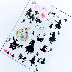 Alice in Wonderland Fairytale Clear Film for UV Resin Art | Kawaii Embellishments | Resin Inclusions | Resin Fillers