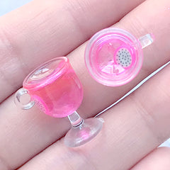 Resin Fruit Punch Charm | Miniature Food Jewelry Making | 3D Dollhouse Beverage | Kawaii Doll Drink Cabochon (2 pcs / Dragon Fruit / 12mm x 18mm)