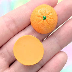 Half Orange Decoden Cabochons | Citric Fruit Embellishment | Kawaii Food Jewellery DIY | Sweets Deco (4 pcs / 21mm x 10mm)