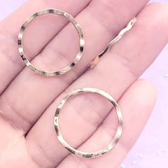 Waved Circle Open Back Bezel for Resin Jewelry Making | Round Deco Frame for UV Resin Filling | Resin Craft Supplies (3 pcs / Gold / 22mm)