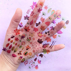 Autumn Leaves Clear Film Sheet for Resin Jewelry Making | Leaf Embellishments | Floral Inclusions for UV Resin Art